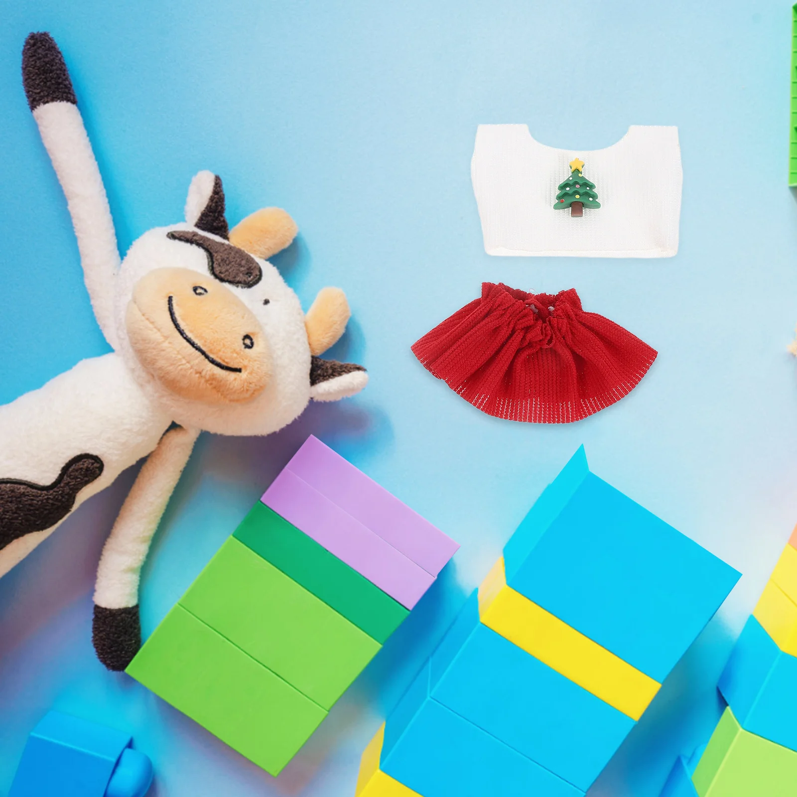 

1 set Winter Clothes Set Red Knit Top Skirt Scarf Earmuffs For Christmas Outfit Holiday Dress Up Costume Play Pretend