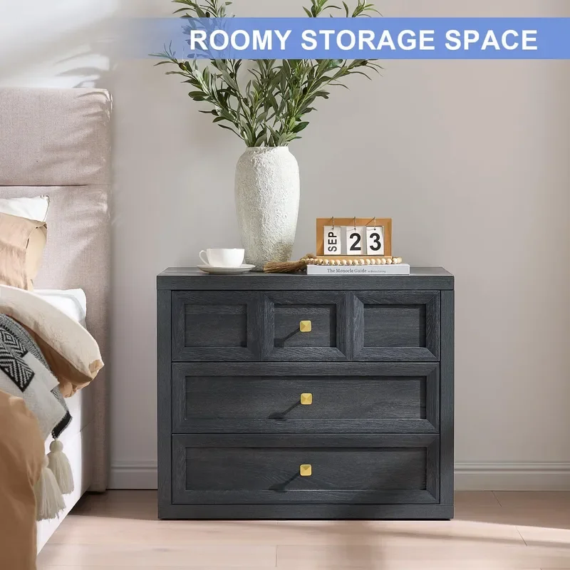 Factory Wholesale Queen Bedside Table with Charging Station High Nightstand with 3 Drawers Modern Bedroom Furniture Storage