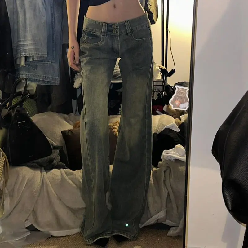 Deeptown Vintage Baggy Y2k Jeans Frau Amerika Retro weites Bein Jeans hose Coquette Grunge Trashy 1920er Jahre gerade Hose 2000