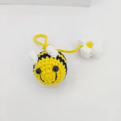 1pc Finished Bee Flower Car Hanging Cartoon New Wool Woven Bag Hanging Decoration Hand Crocheted Finished Wool Cute Bag Pendant