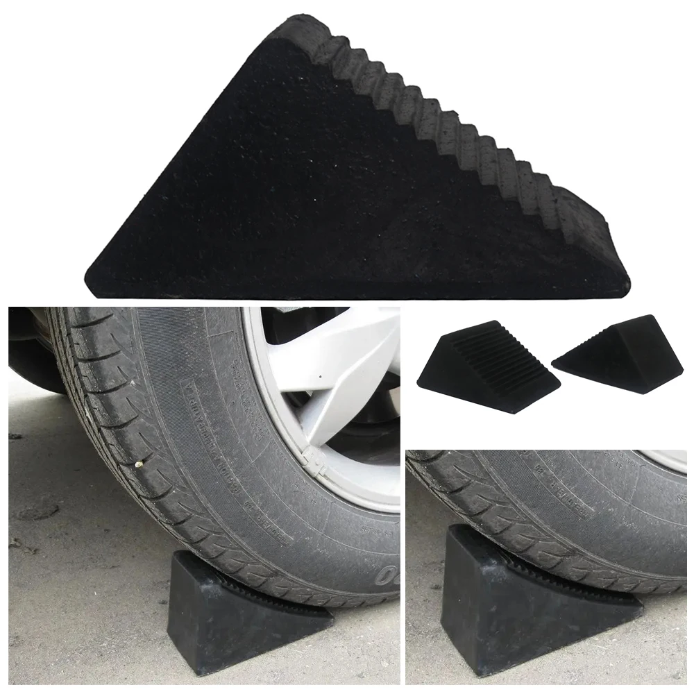 1Pcs Wheel Ramp Car Trailer Anti Slip Blocks Blocks Rubber Wheel Chock Retainer Car Stoppers Reverse Pad Slope Chock 123x80x70mm