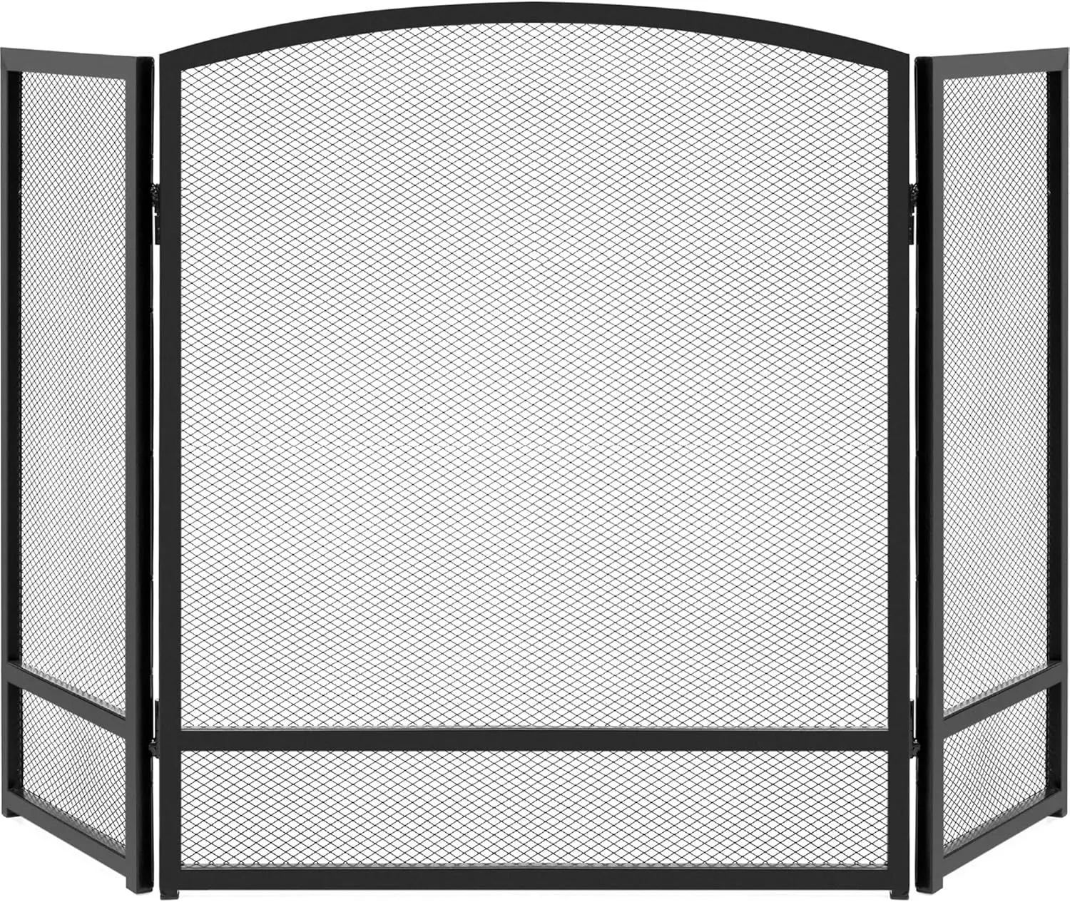 

47.5x27.25in 3-Panel Simple Steel Mesh Fireplace Screen, Fire Spark Guard Grate for Living Room Home Decor w/Rustic Worn Fini