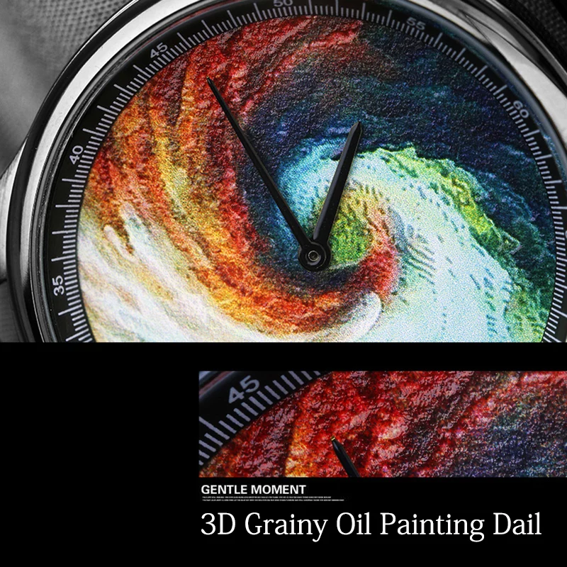 Enmex Individualization design wristwatch 3D Rainbow whirlpool creative design Oil Painting fashion quartz clock watch