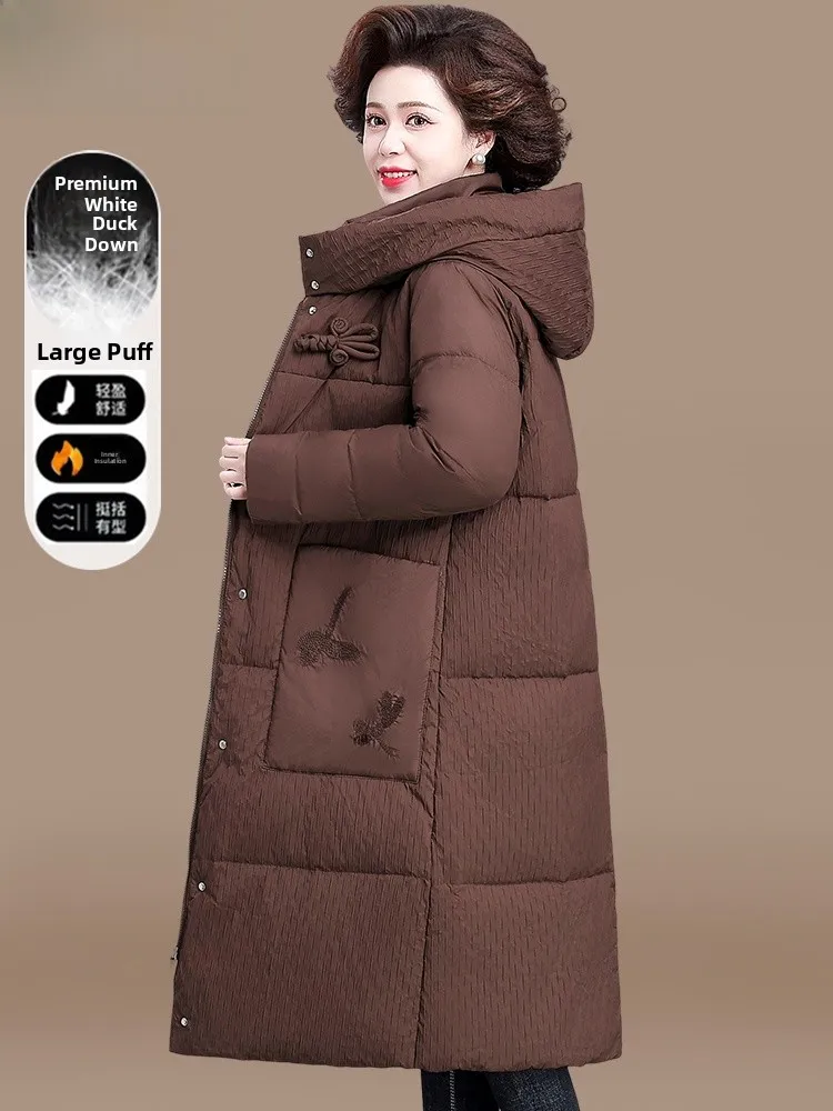 

Модное зимнее пальто средней длины для женщин среднего и старшего возраста, женственное, утепленное, из полиэфирного волокна