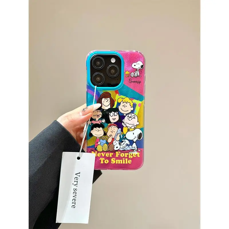 Anime Snoopy Phone Case Kawaii Y2k Girls Snoopys Pendant Lanyard IPhone15promax Anti-fall Protective Cover Cute Cell Shell Gifts