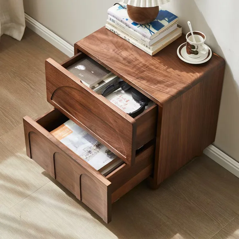 خزانة صغيرة بجانب السرير مصنوعة من خشب الجوز الأسود في أمريكا الشمالية قابلة للتخصيص وبسيطة بجانب السرير