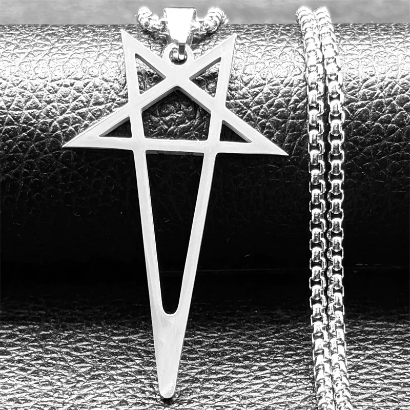 Hiphop Viking Pentagramm Halskette Für Frauen Männer Edelstahl Silber Schwarz Farbe Retro Mann Kette Schmuck – Detail 5