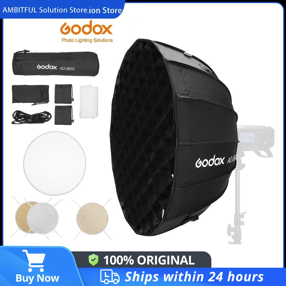 Godox AD-S65S AD-S65W 65CM AD-S85S AD-S85W 85cm Silver Deep Parabolic Softbox + Honeycomb Grid Godox Mount Softbox for AD400PRO