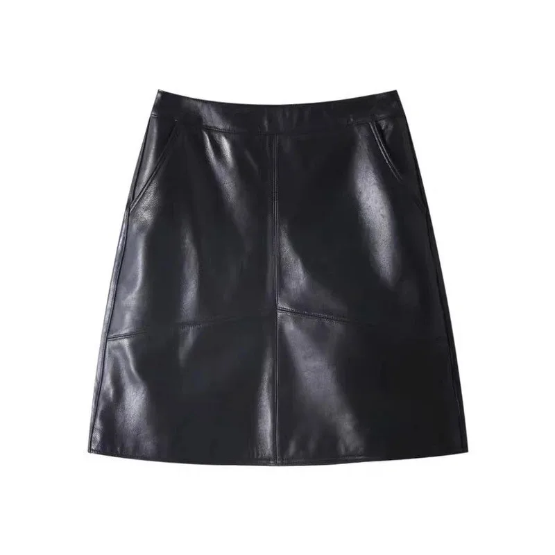 pu leather autumn and winter new design high waist skirt short skirt