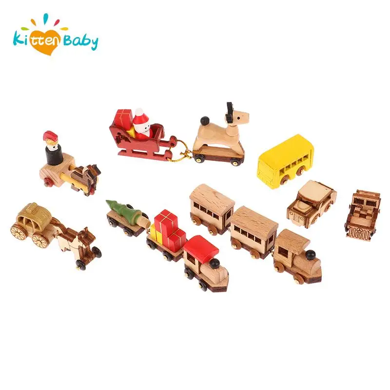 1/12 Dollhouse Miniature Accessories Mini Wooden Train Simulation Model Toys for Doll House Decor