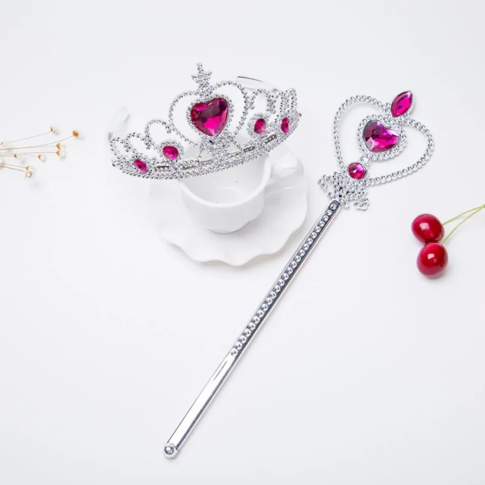Girls Princess Crown Magic Wand Accessories Party Cosplay Elsa Anna Rhinestone Headband Hair Bands For Kids Hairbands Gifts Toys view 2