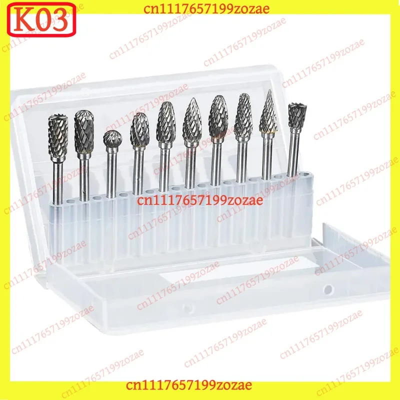 k3 10Pcs Carbide Rotary Burrs Set, Engraving Woodworking Carving & Polishing Files Auto Parts