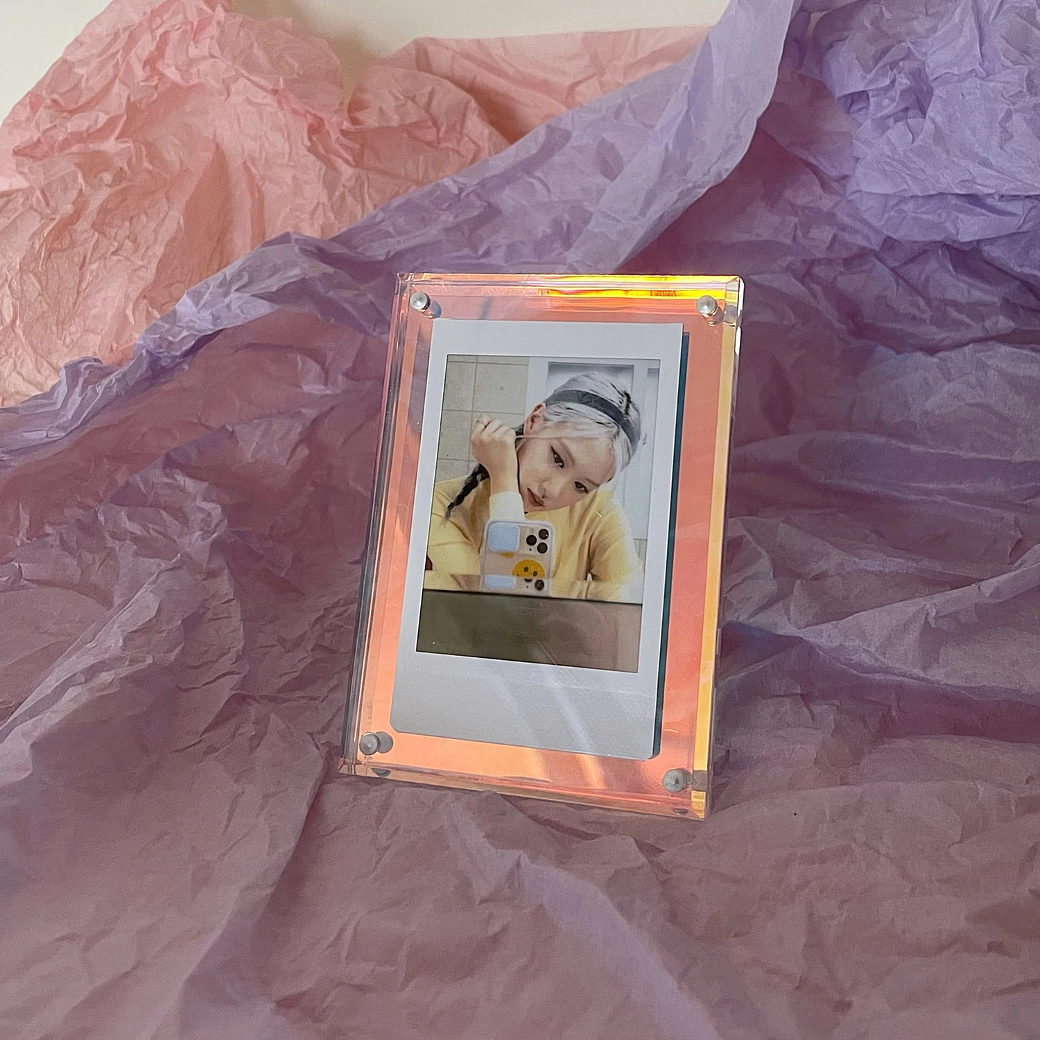 Instagram Polaroid 3-inch frame, acrylic table, transparent laser chasing star girl, small card frame, 3-inch photo