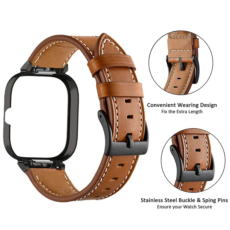 Leather Strap+Metal Case Protector for Redmi Watch 4 Watchband belt for redmi watch 4 Bracelets Cover for redmiwatch 4 Wristband