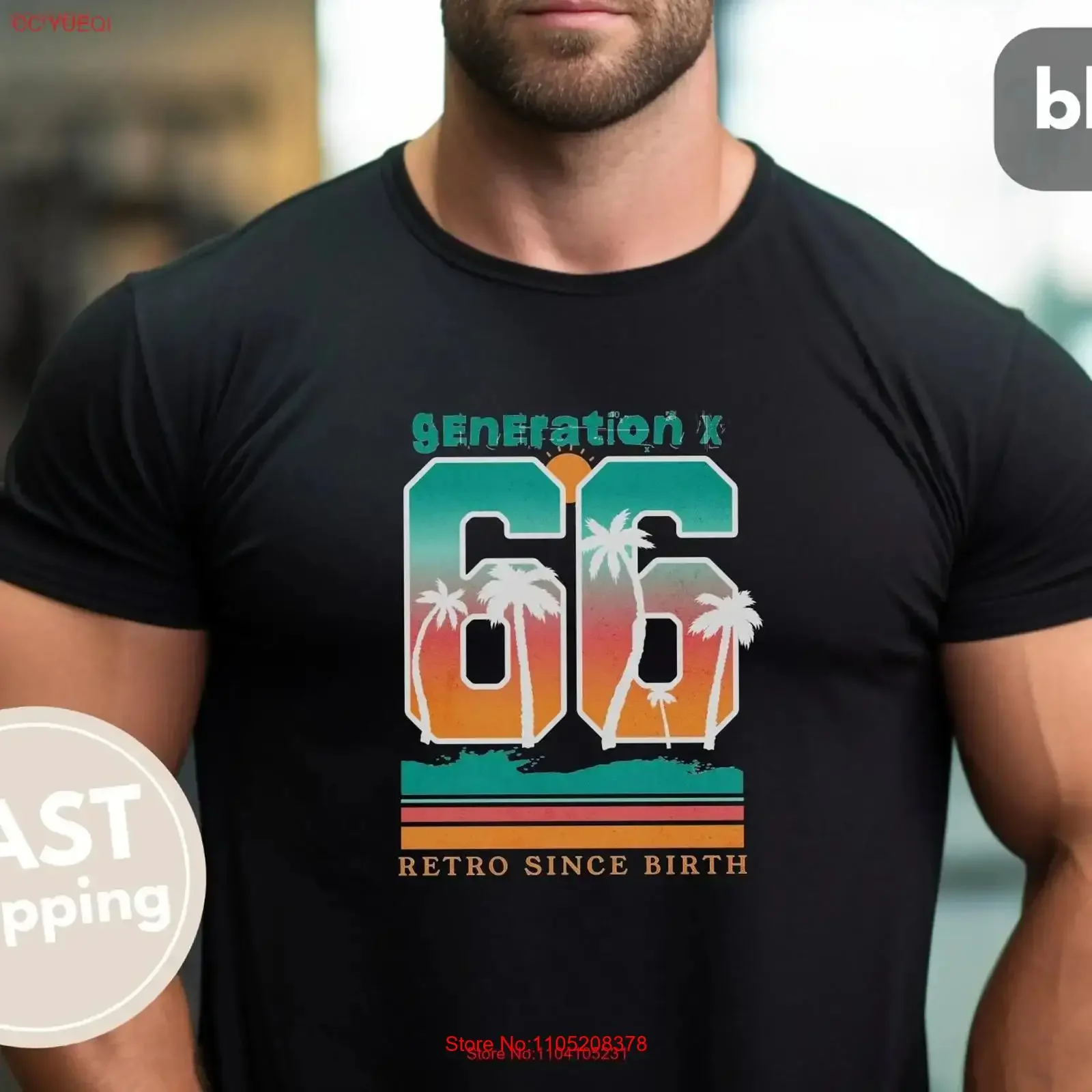 

T Shirt Generation X Retro Since Birth Vintage Palm Tree Mens Sunset 1966 80s kids vintage Washed graphic Slightly Soft fashion