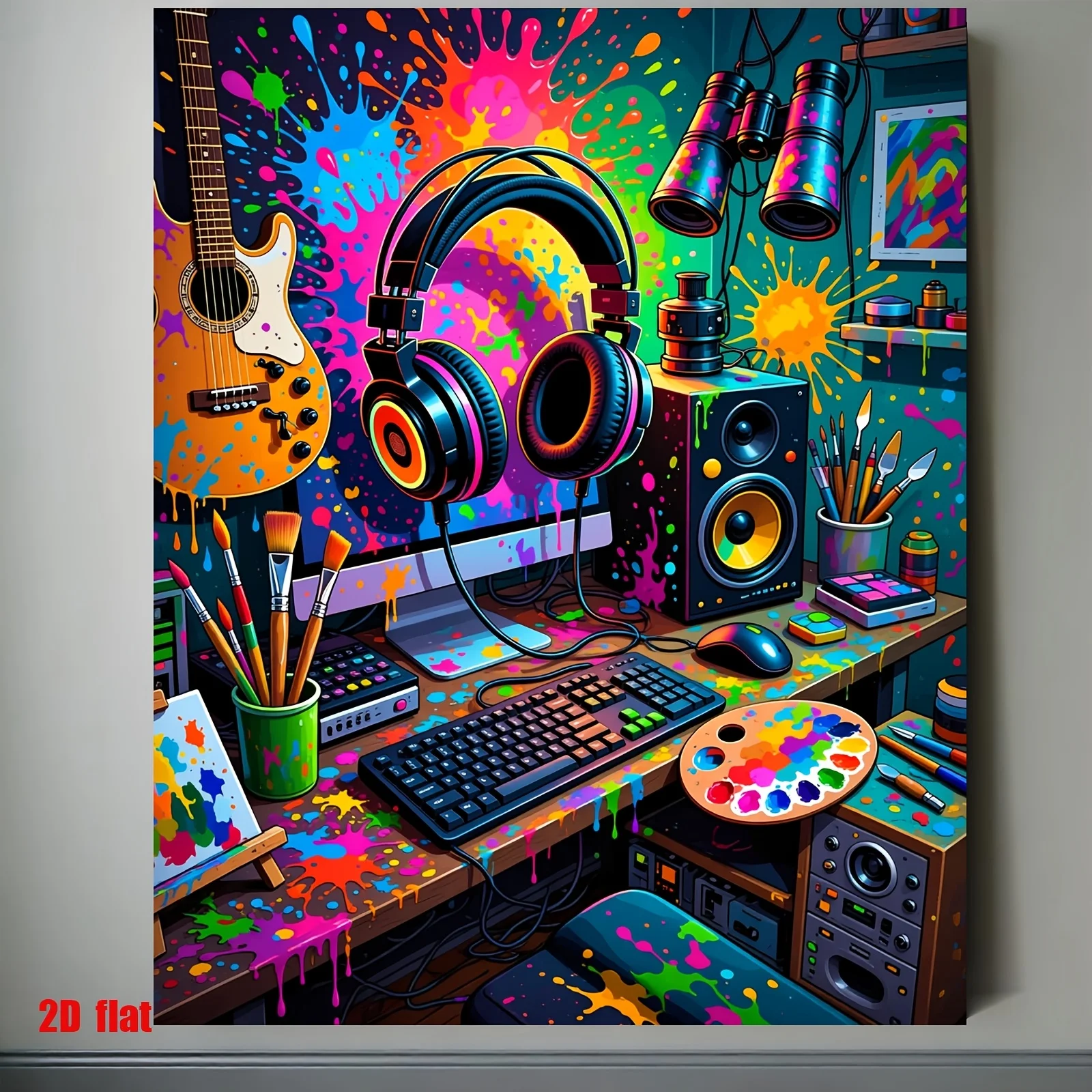 A Set of Digital Oil Painting Kit for Beginners, Designed for Professional Art Use. This Colorful Art Scene for a Computer Desk
