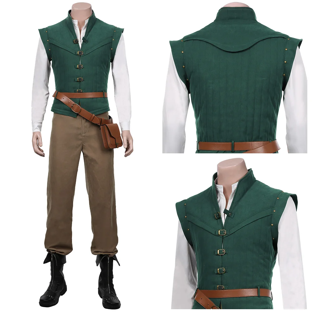 

Flynn Rider Cosplay Costume Cartoon Prince Fantasy Adult Men Uniform Vest Shirt Outfits Halloween Carnival Suit