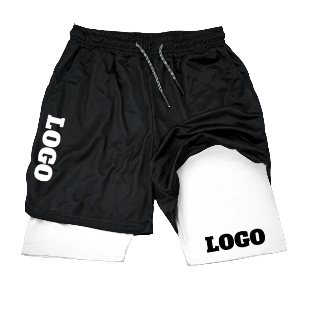 Custom Your Own Design Men Shorts 2 In 1 Double-deck Quick Dry GYM Sport Shorts Fitness Jogging Workout Men Sports Short Pants