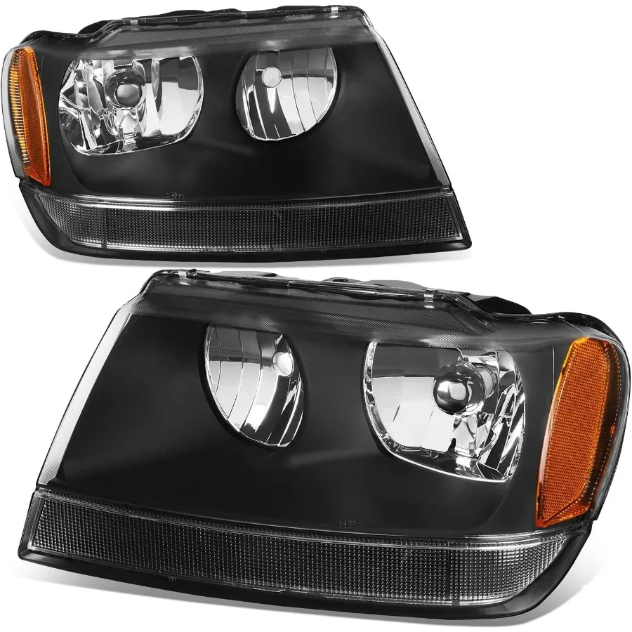 

Headlights Assembly Compatible with 1999-2004 Jeep Grand Cherokee WJ Driver and Passenger Side Halogen Headlamps Replacement CH