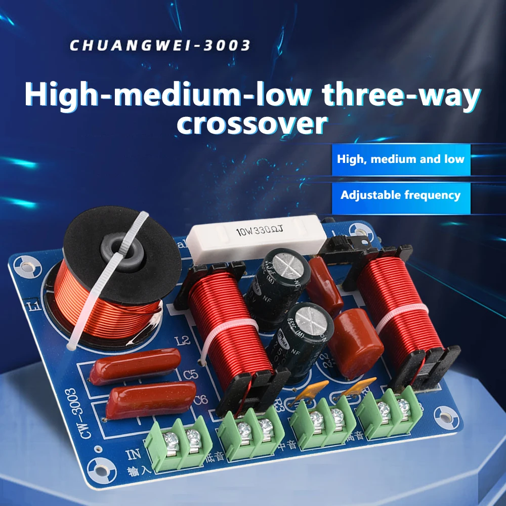 250W Three-Way Crossover Audiophile-Grade High/Mid/Low Speaker Modification Crossover Suitable for Home Cinema Systems Etc.