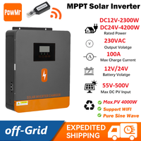 PowMr 4.2KW 2.3KW Dual Output Hybrid Solar Inverter Support 12V 24V Off Grid Pure Sine Inverter 230V MPPT 100A Charger 500V PV