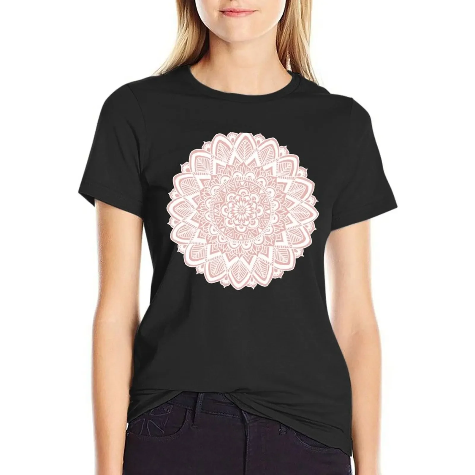 

Pink Boho Mandala T-Shirt graphics plain aesthetic clothes quick drying Women's tops