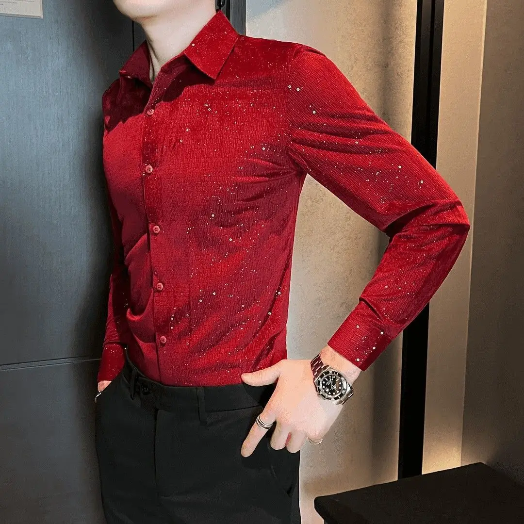 

Men's 2025 Long-sleeved Shirt New Korean Style Fashion Trend Slim Casual