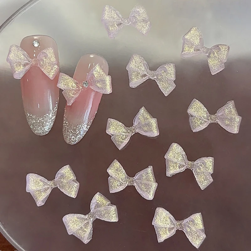 

Cute Resin Soft Relief Pink Bowknot Glitter Powder Bow Tie Shiny Ribbon Charm Nail Art Accessories Decoration Manicure Wholesale