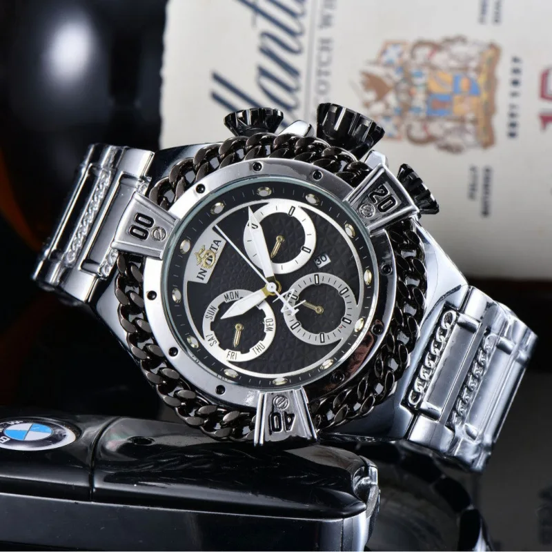 ​ ​ 2025 relógio coringa cromático de luxo masculino aço inoxidável movimento quartzo mostrador iridescente resistente à água 100m luminoso