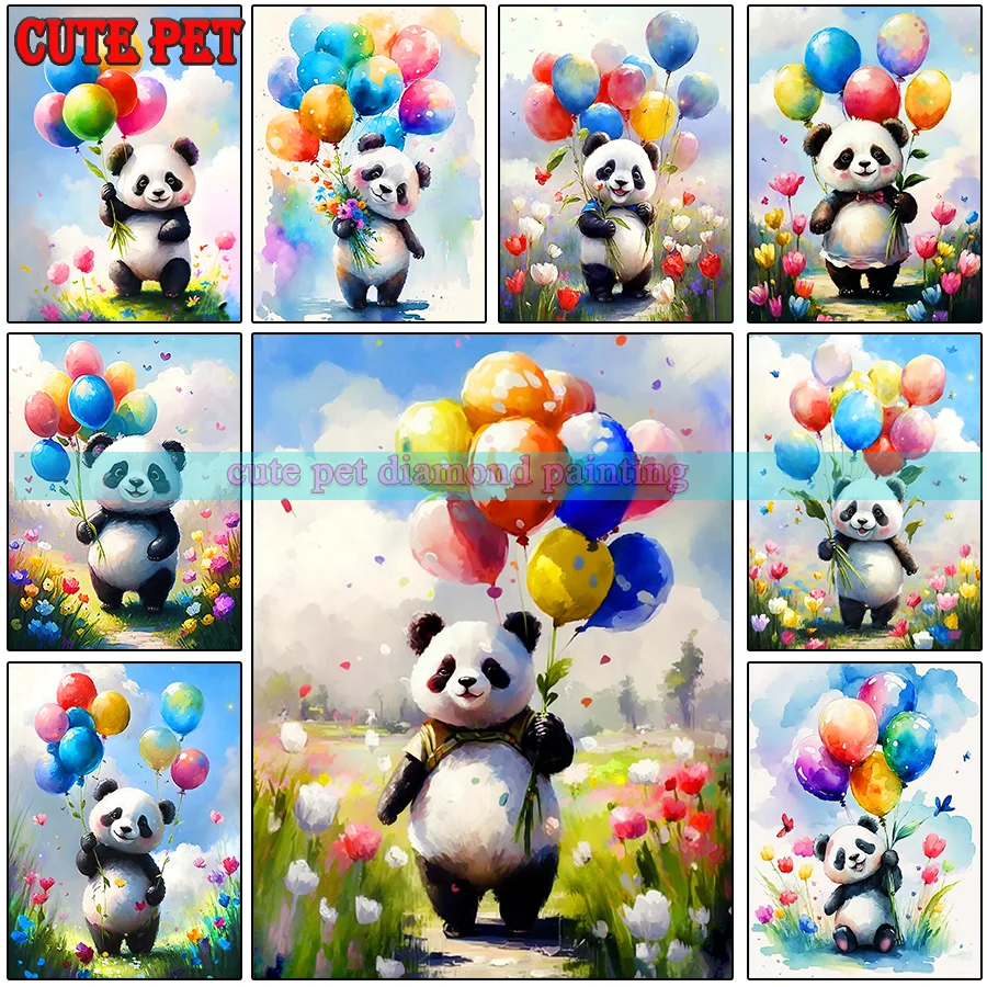 Diamond Painting panda balloon 5D DIY Full Square Drill display Animals Diamond Embroidery Cross Stitch Kit Home Decoration Art