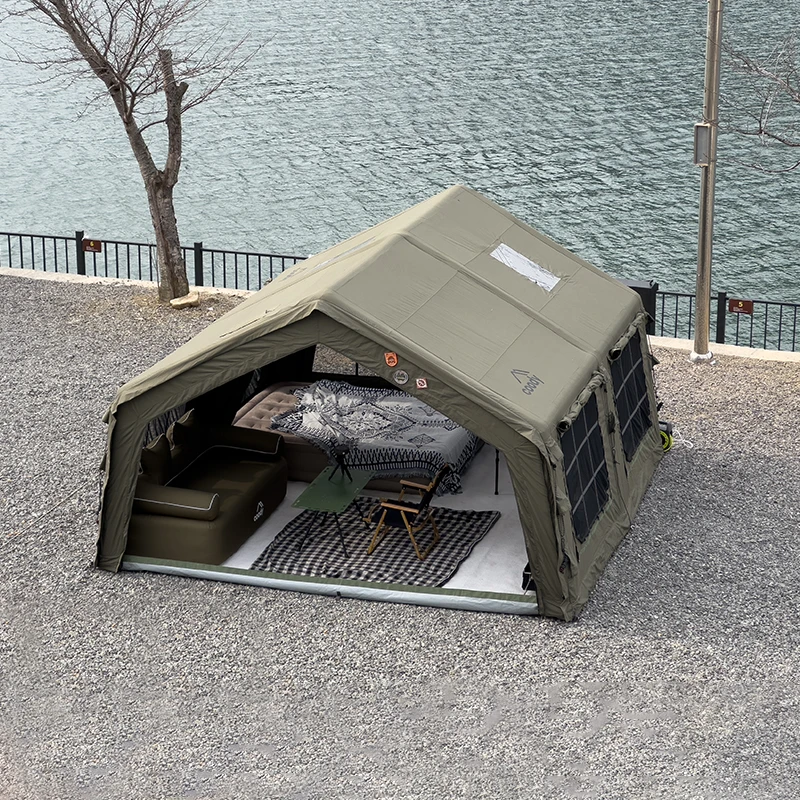Carpa Coody 13.6 Air Tent - Verde Militar, Glamping, Camping, Carpa Inflable de Algodón Portátil Grande de Alta Calidad para Acampar al Aire Libre