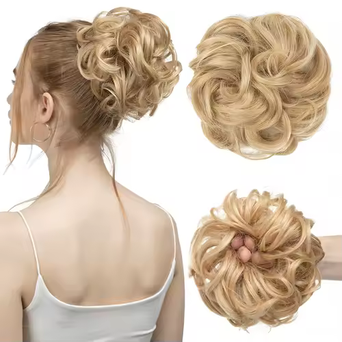 Synthetic Messy Hair Bun Extensions Big Curly Elastic Hair Scrunchies Hairpieces Chignon Donut Updo Hair Pieces for Women - Image 27