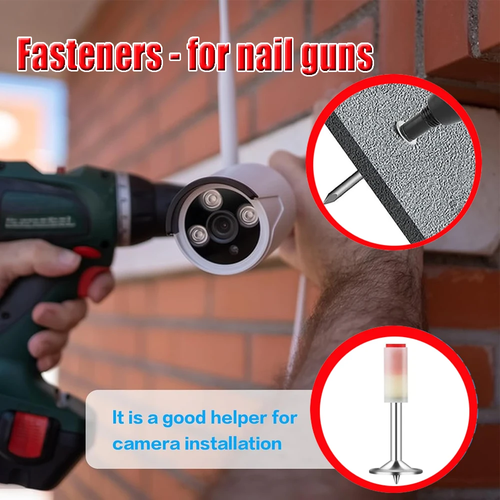 

100pcs Firefighting Installation Nails Cannon Type Round Tube Card Hook Nails Water Electrical Pipe Special Gun Nails Fastener