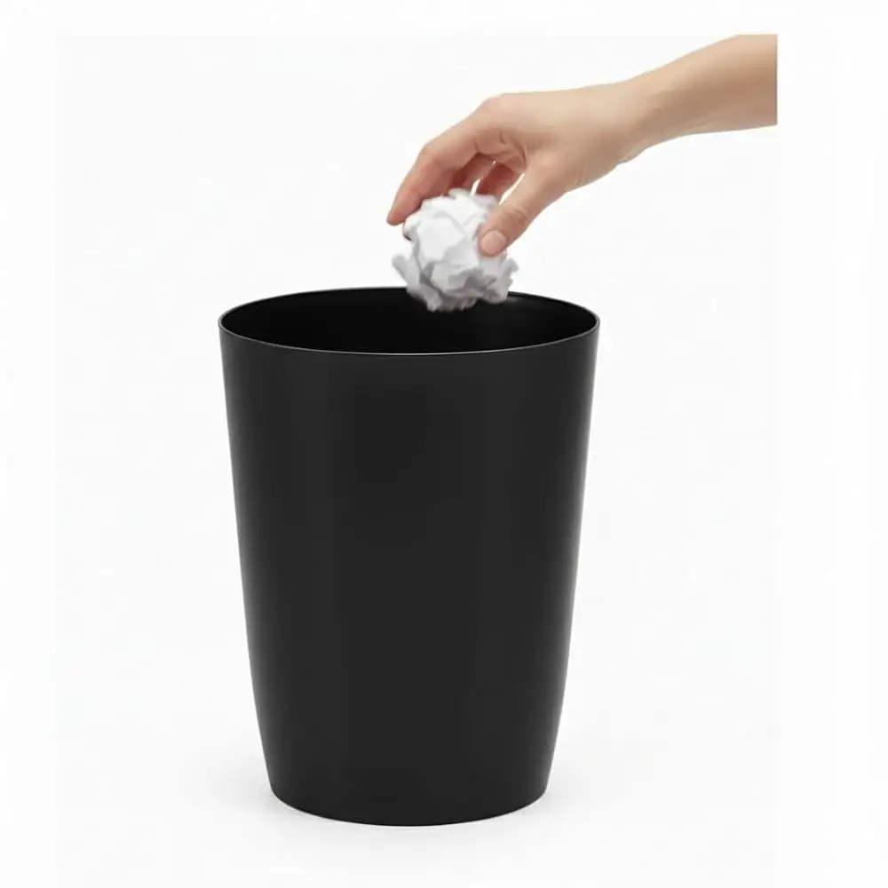 

Waste Basket - Durable Small Plastic Garbage Trash Can Bin - Lidless Open-Top, Slim Profile for Compact Spaces - Suitable for