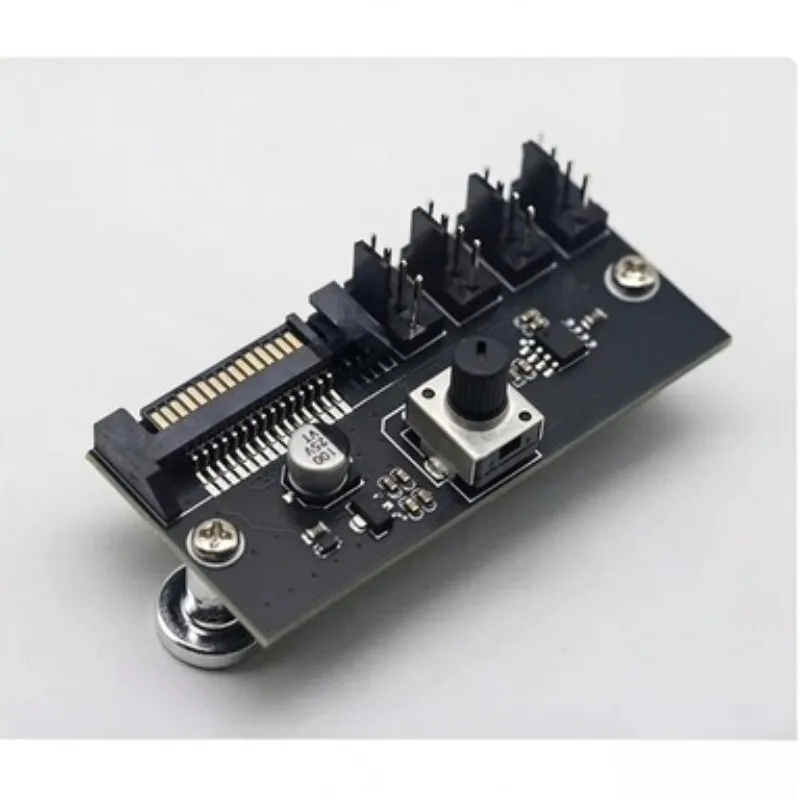 4-Pin PWM Fan Speed Controller SATA Powered, Knob Adjust 1-100% Speed for PC NAS Server