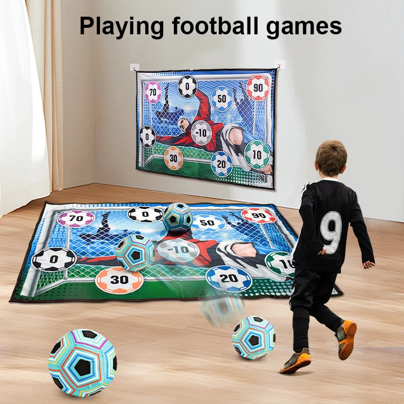 Children's Fun Football Indoor and Outdoor Training Games Floor Mat Sports Fabric Football Toy Set Boys Playing Football Game