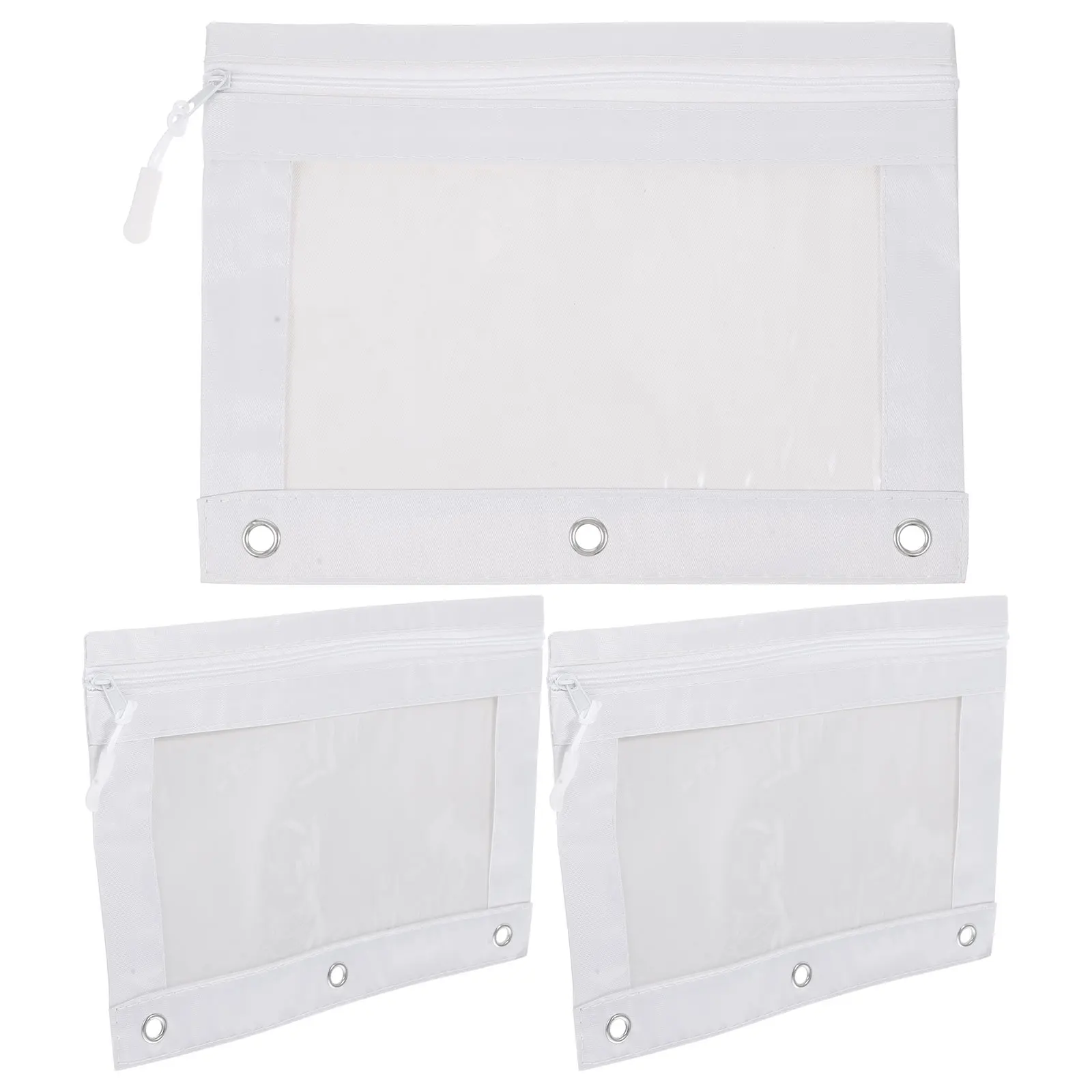 

3 Pcs Pencil Case Clear Binder Pouch School Bag Pencils Holder Zipper Holders Polyester Office