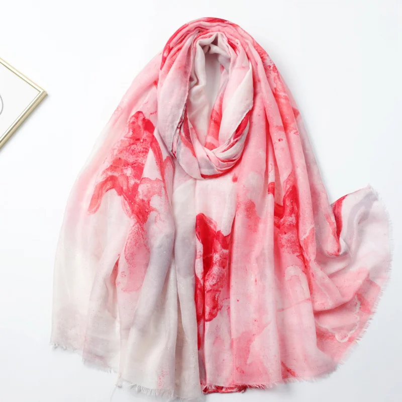 

Позолоченный атласный хлопковый длинный шарф с принтом, заводская распродажа, внешняя торговля, трансграничная прямая трансляция, путешествия, отпуск, защита от солнца