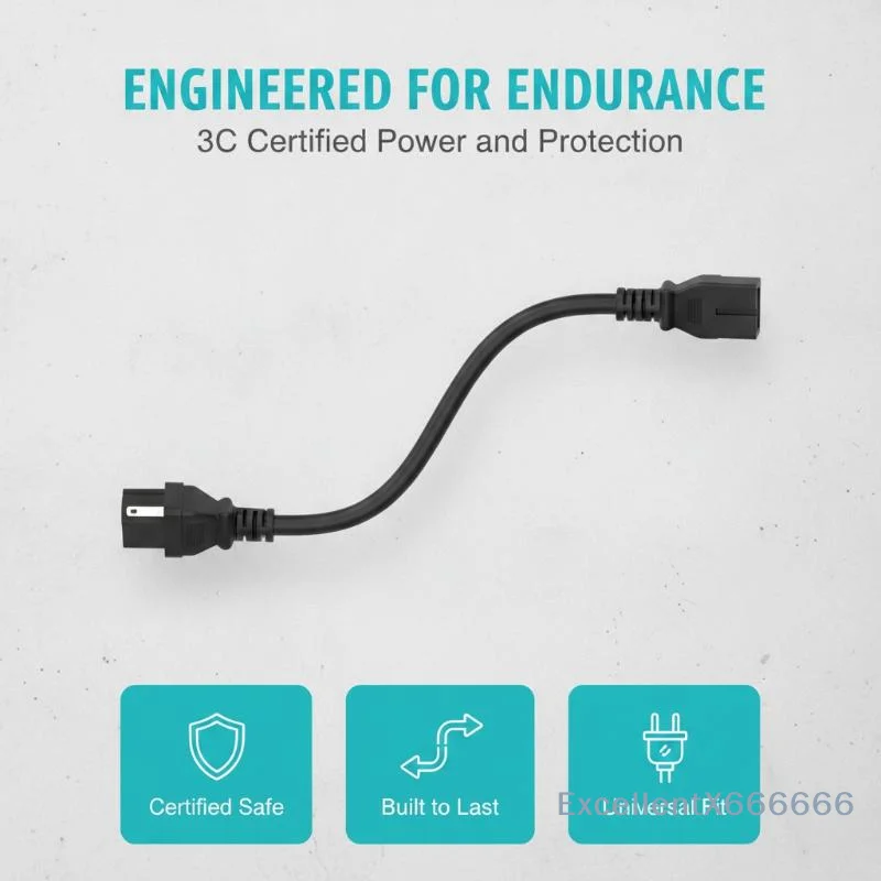 1 PCS 90-Degree Elbow Power Supply Extension Cable - Ultra-Thin Soft C13 To C14 3-Pin Male To Female