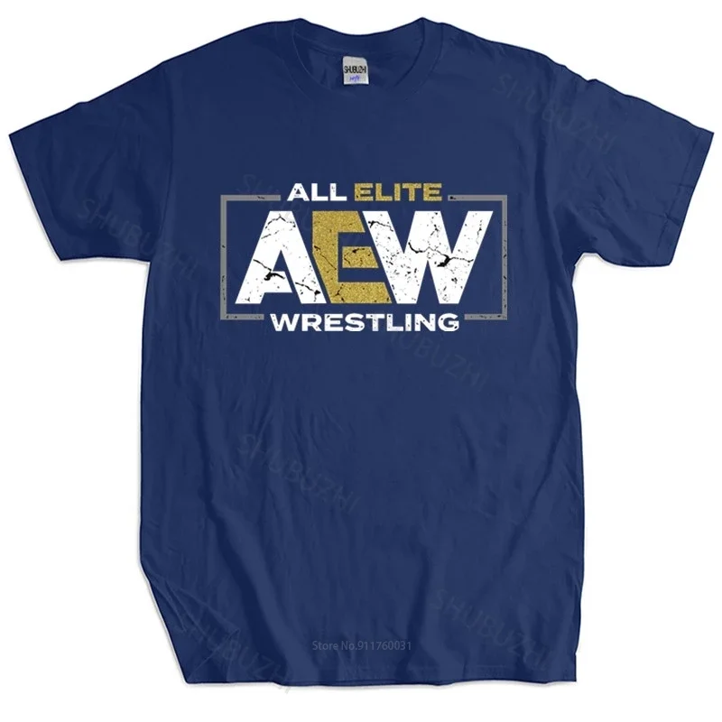 Camiseta de algodón para hombre, camisa de marca All Elite AEW Wrestling, Logo AEW, talla grande, color negro, Verano