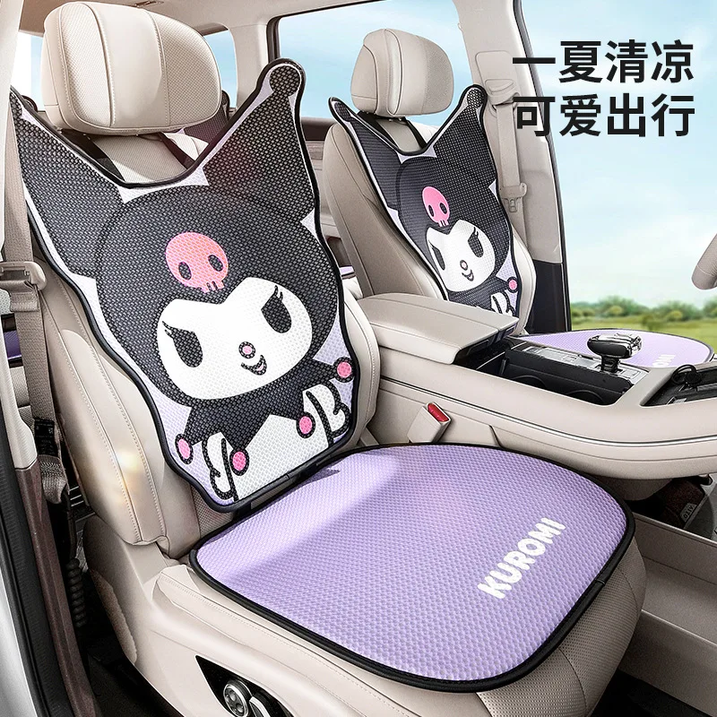 

Kawaii Hello Kitty Car Seat Cushion Neck Pillow Genuine Four-Season Breathable Cushion Seat Cover Cartoon Kuromi Car Accessories