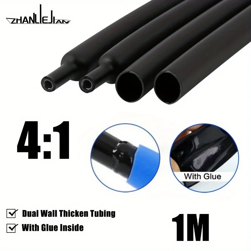 1M 4:1 Heat Shrink Tube With Glue Thermoretractile Heat Shrinkable Tubing Dual Wall 4/6/8/12/16/20/24MM