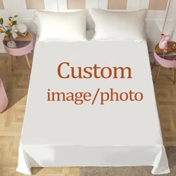 Customized LOGO Photo Cartoon Flat Sheets Soft Bedding Sheet Anime Bed Sheet for Queen King Twin Size Kids Gift Custom Bed Cover