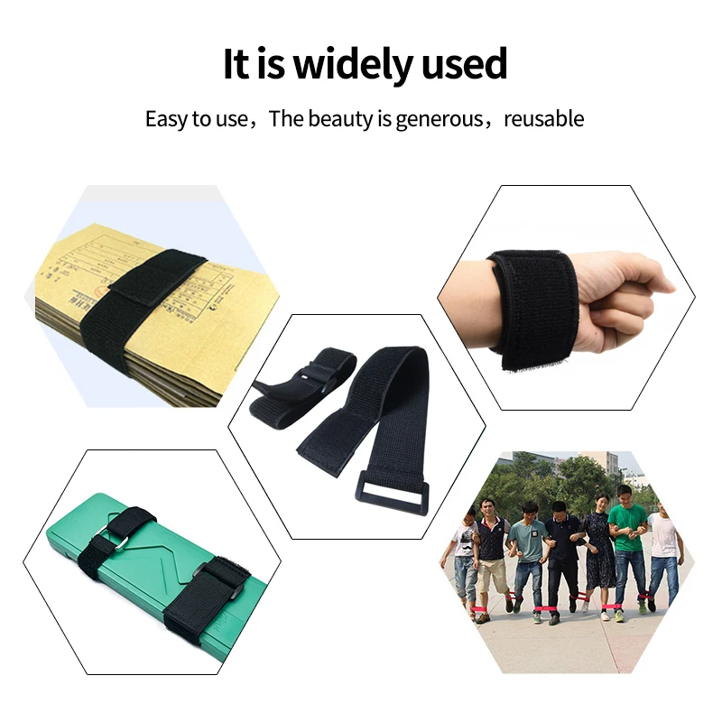 Customizable Elastic Reverse Buckle Magic Nylon Elastic Band Hook Loop Cable Ties Straps Sticky Fastener Tape