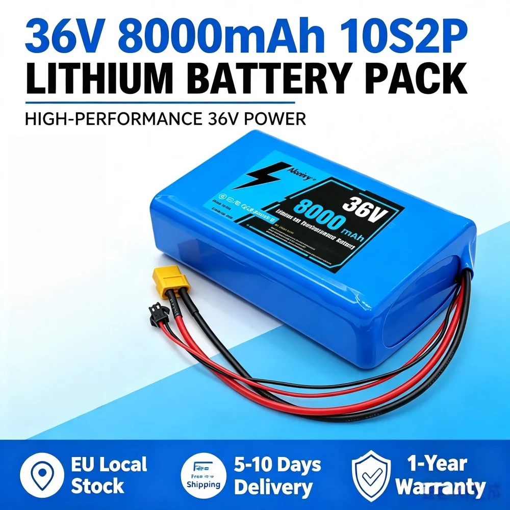 Image of 10S2P 36V 8000mAh Lithium-Akku-Pack mit integriertem BMS, 42V Ladespannung, Ersatz für Elektroroller, Hoverboards, Pendler-E-Bikes