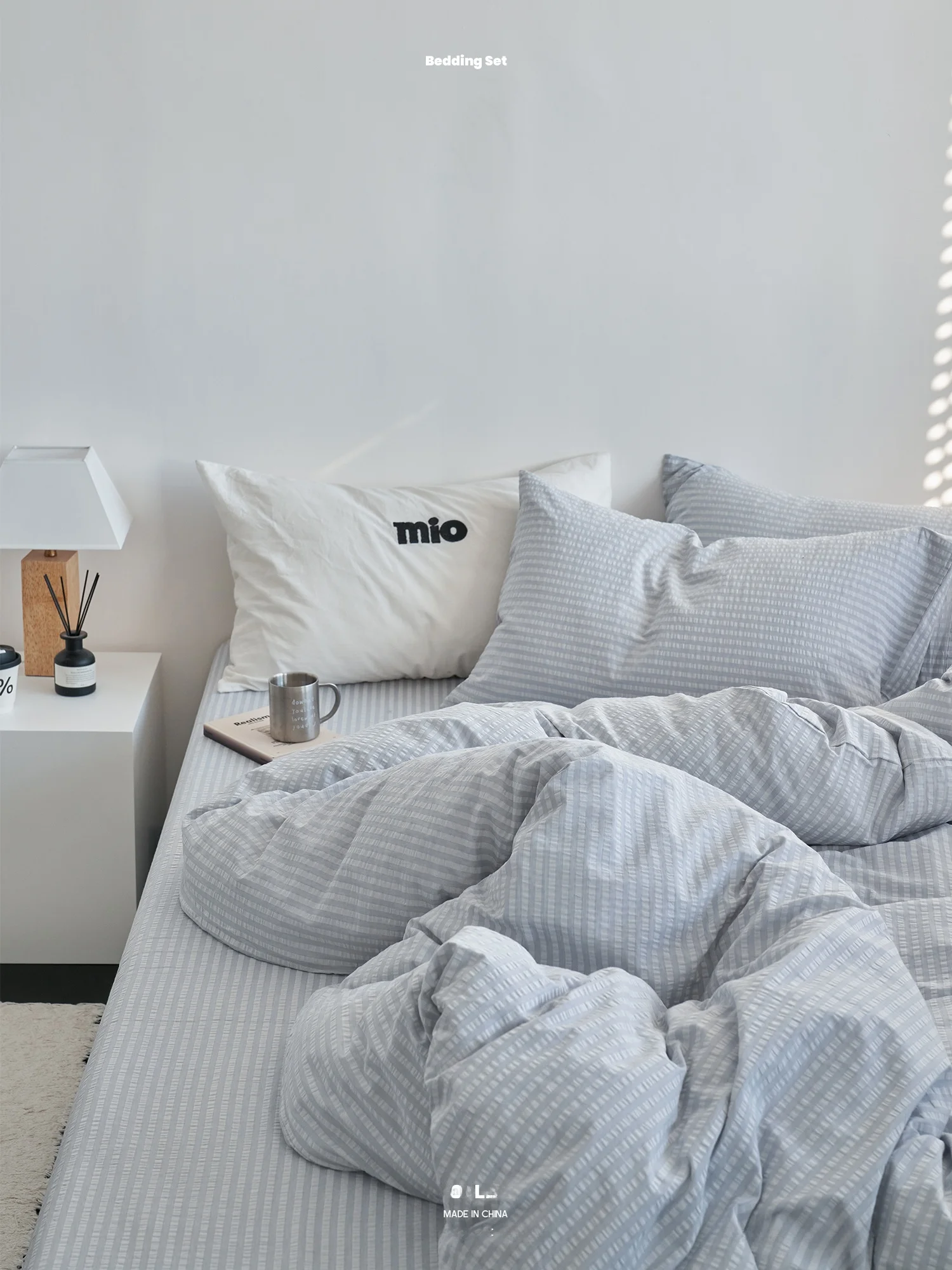 

Простой скандинавский комплект постельного белья INS из чистого хлопка с эффектом пузырьков, льняной, из четырех предметов, с качественной текстурой, из хлопковой ткани с эффектом пузырьков