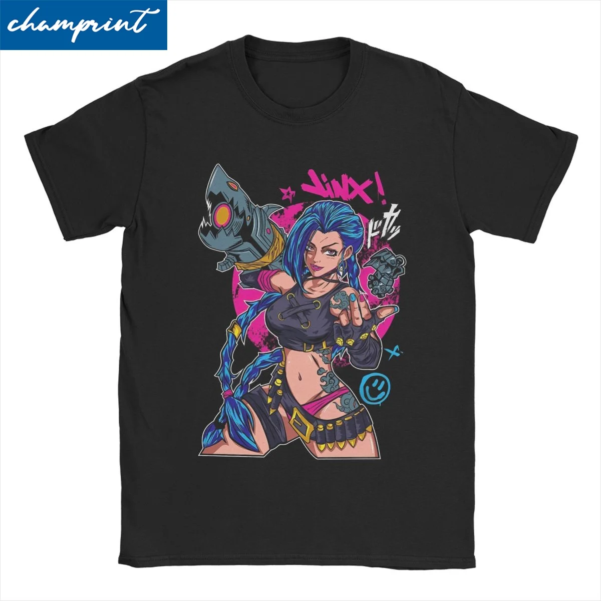 Leisure Jinx Arcane T-Shirts for Men Women Round Neck 100% Cotton T Shirt League Battle Game Legends Short Sleeve Tees  Gift