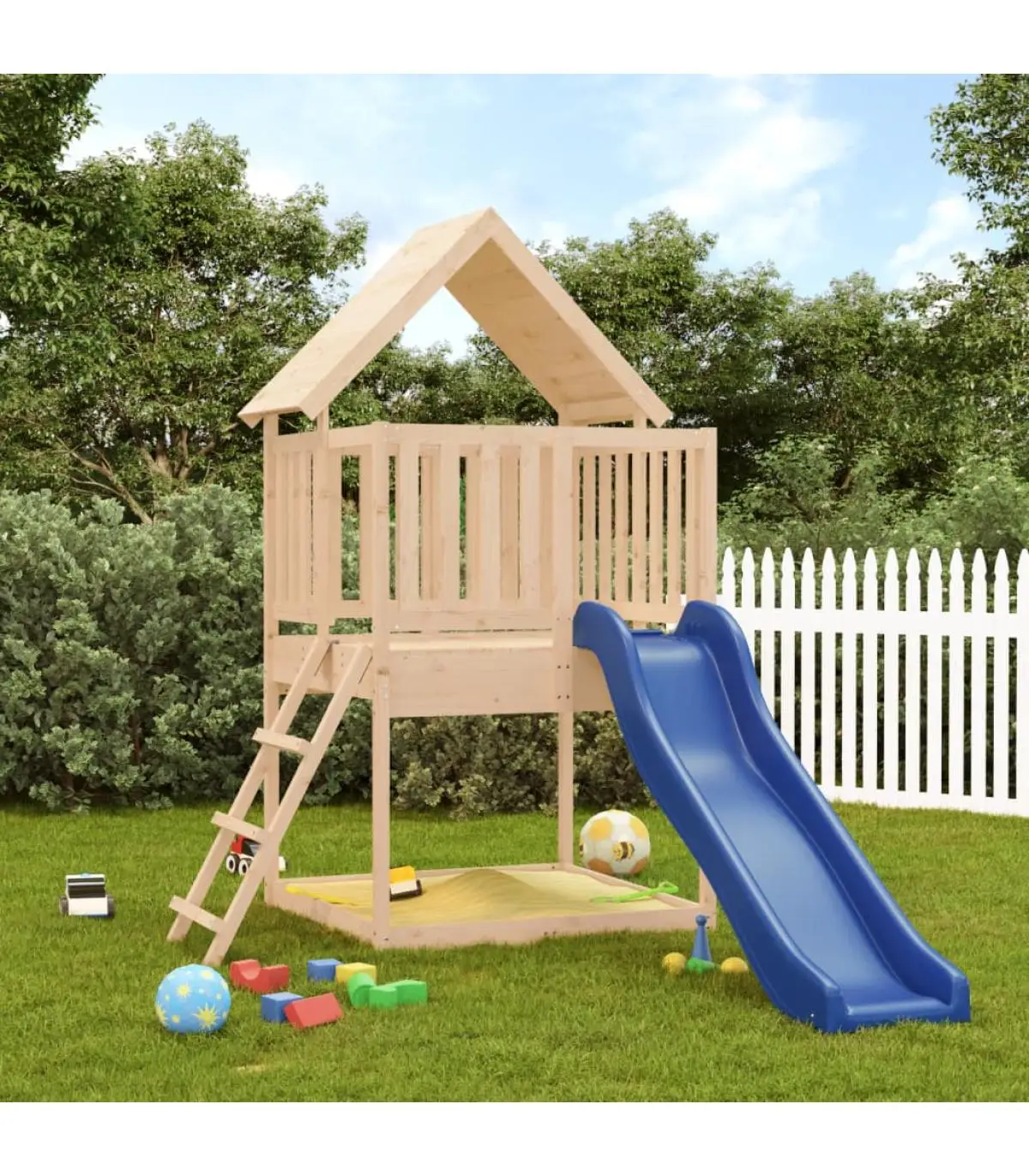 Swings and playstructures playground with slide and ladder solid wood pine