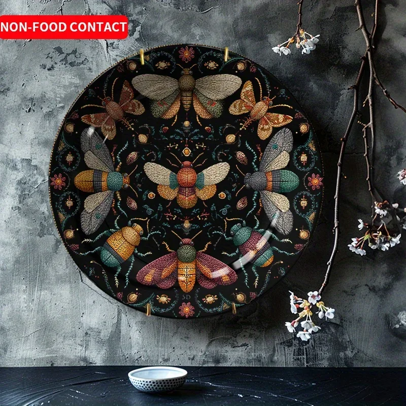 Exquisite Ceramic Decorative Plates Featuring Insect Themes, Suitable for Non-Food Contact Home Wall Art. Creative Decor for