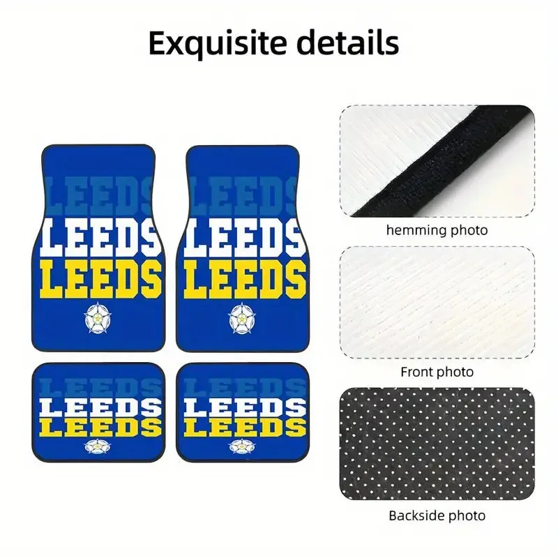 Set Of 4 Leeds Classic Design Rubber Floor Mats – Made From Synthetic Rubber, Universal Fit, Non-Slip, Easy To Maintain, Pet-Fri